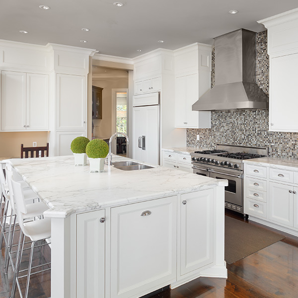 home kitchen with new countertops